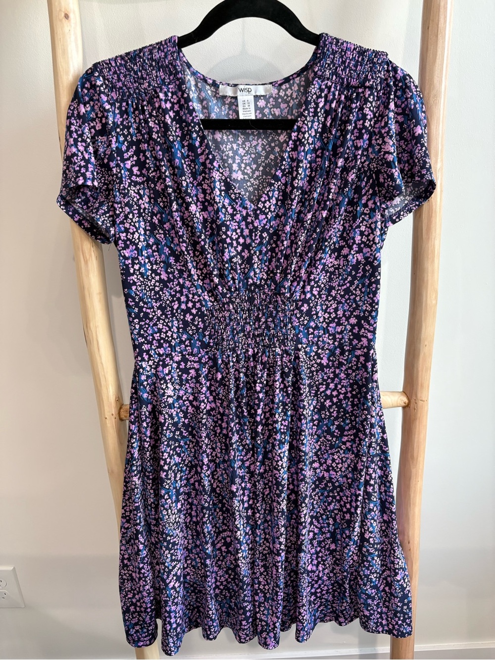 Wisp Babydoll Dress Comfort Purple Floral Jersey Dress Size I